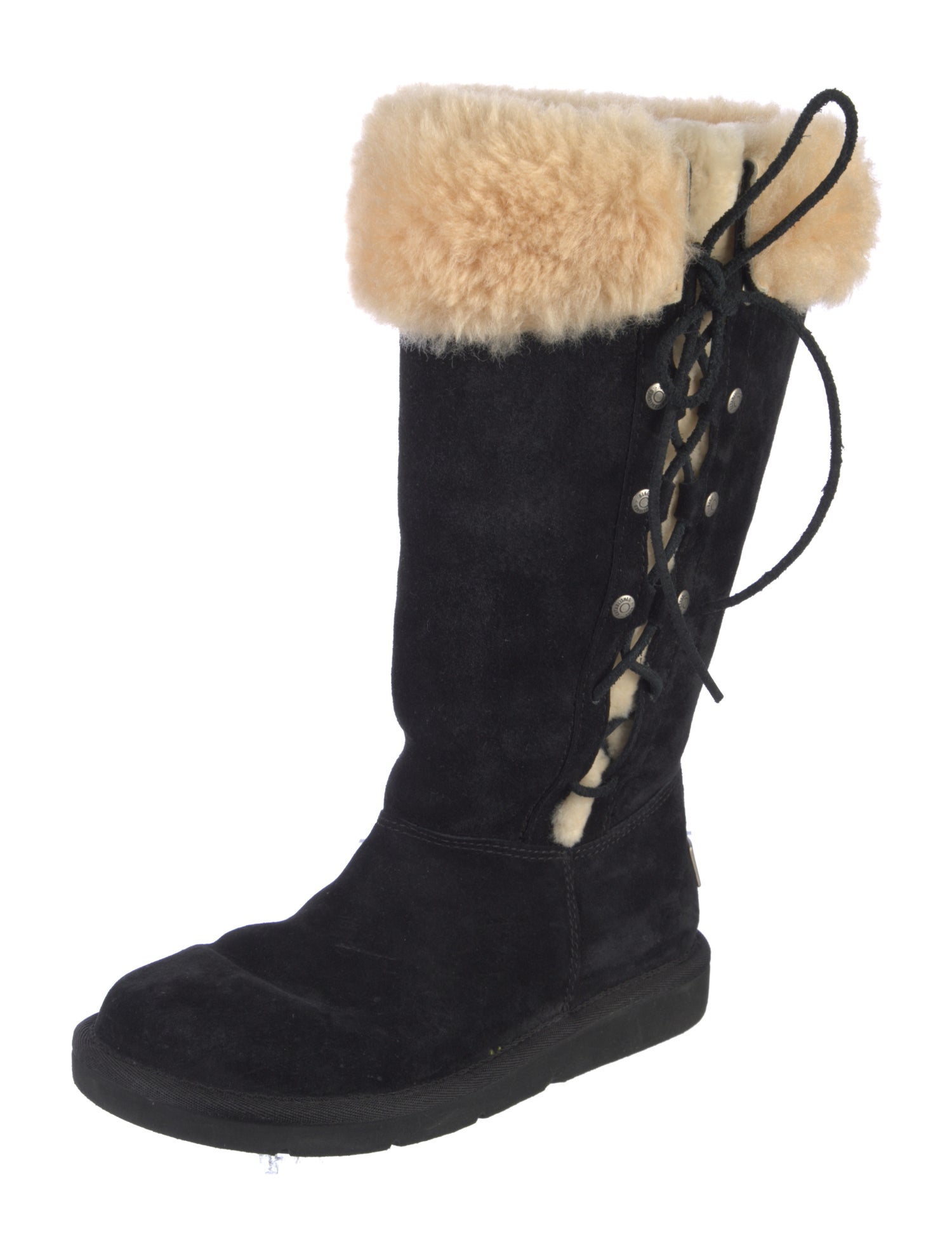 UGG Suede Fur Trim Boots